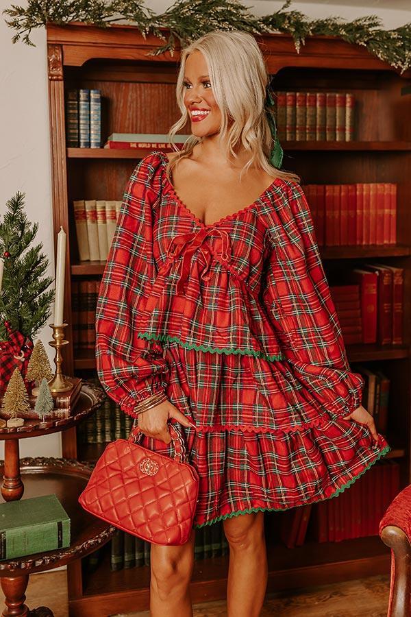 Polished Plaid Tiered Mini Dress Product Image