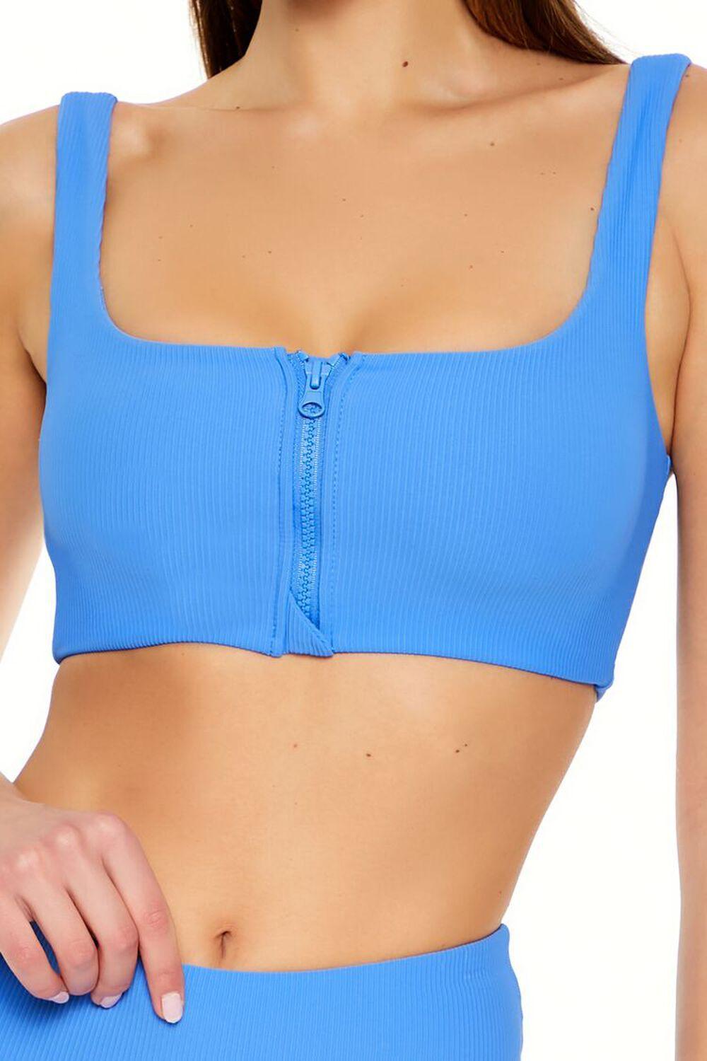 Square-Neck Zip-Up Sports Bra | Forever 21 Product Image