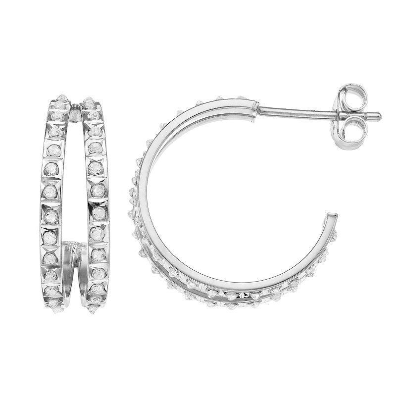 Diamond Mystique Sterling Silver Diamond Accent Double C Hoop Earrings, Womens, 18k Gold Over Silver Product Image