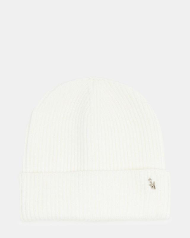 CLASSIC RIBBED KNIT BEANIE IVORY Female Product Image