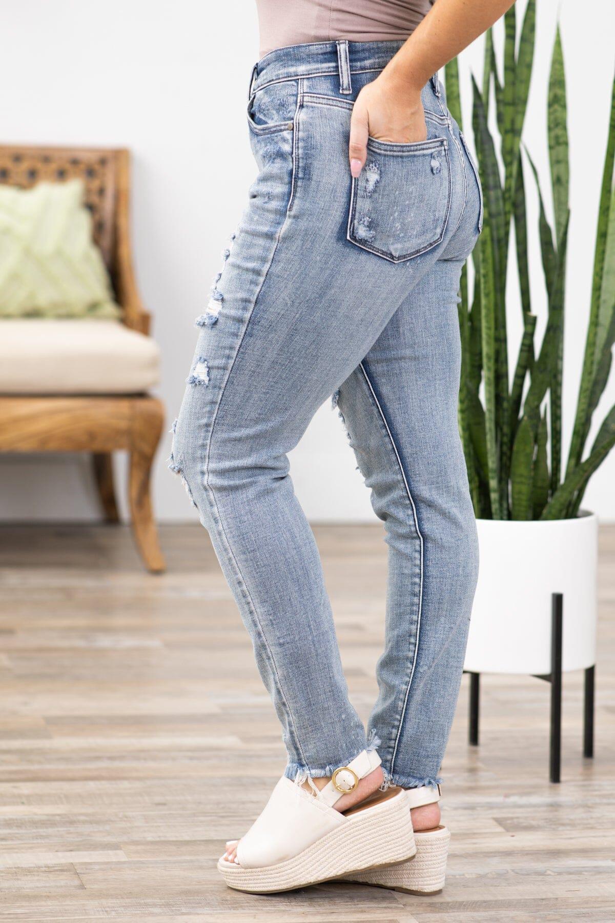 Judy Blue Distressed Button Fly Jeans Product Image