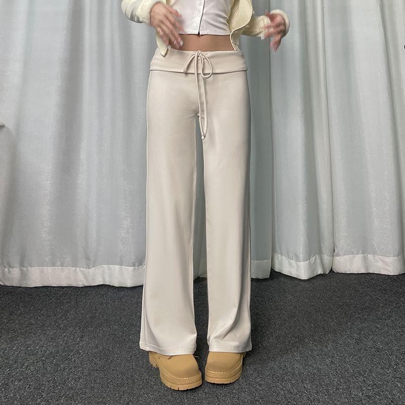 Low Rise Satin Wide Leg Pants Product Image