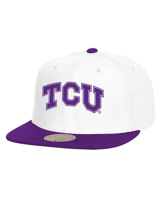 Mitchell & Ness Mens White/Purple Tcu Horned Frogs 2-Tone 2.0 Snapback Hat Product Image