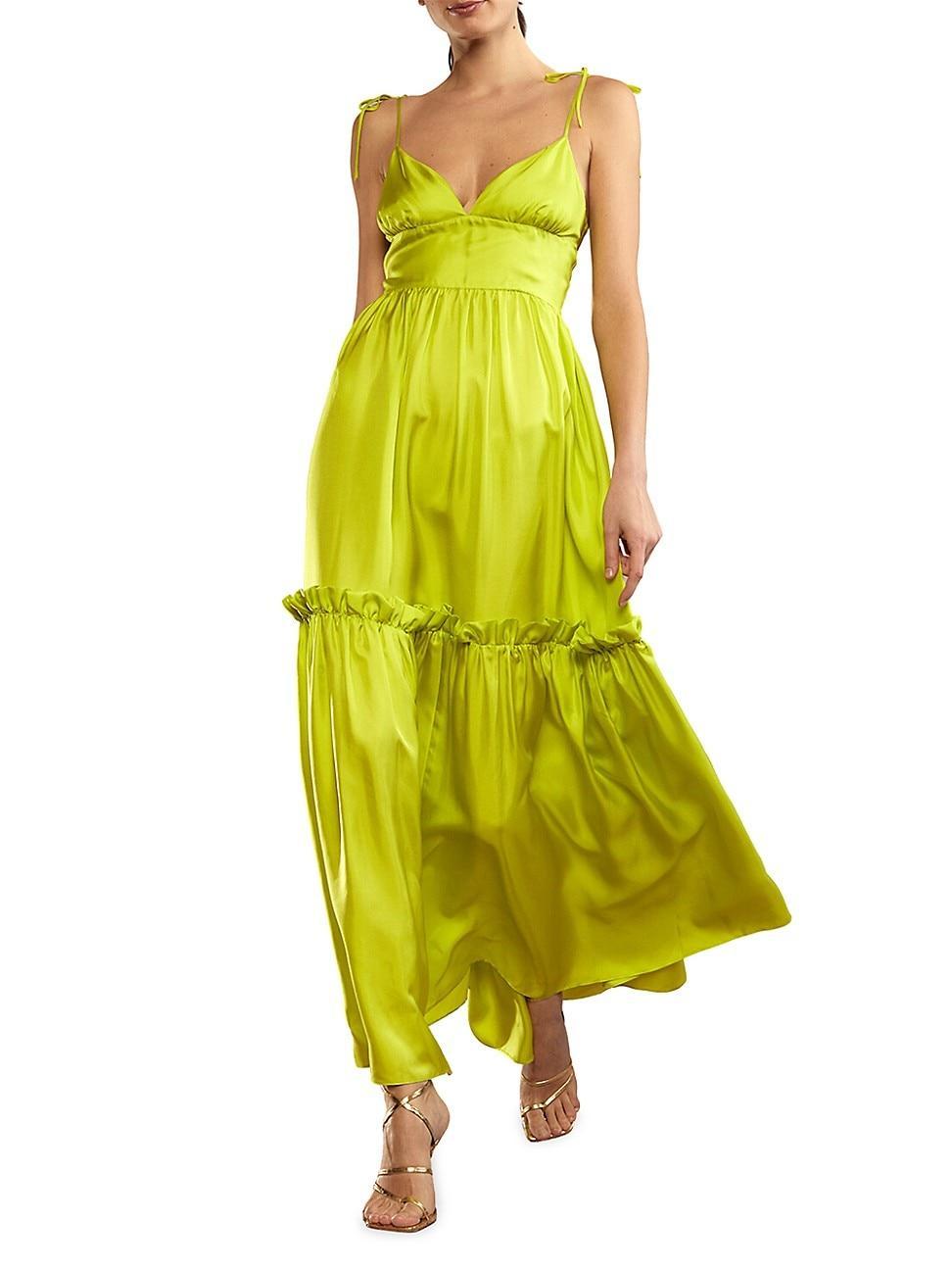 Womens Silk Tiered Maxi Dress Product Image