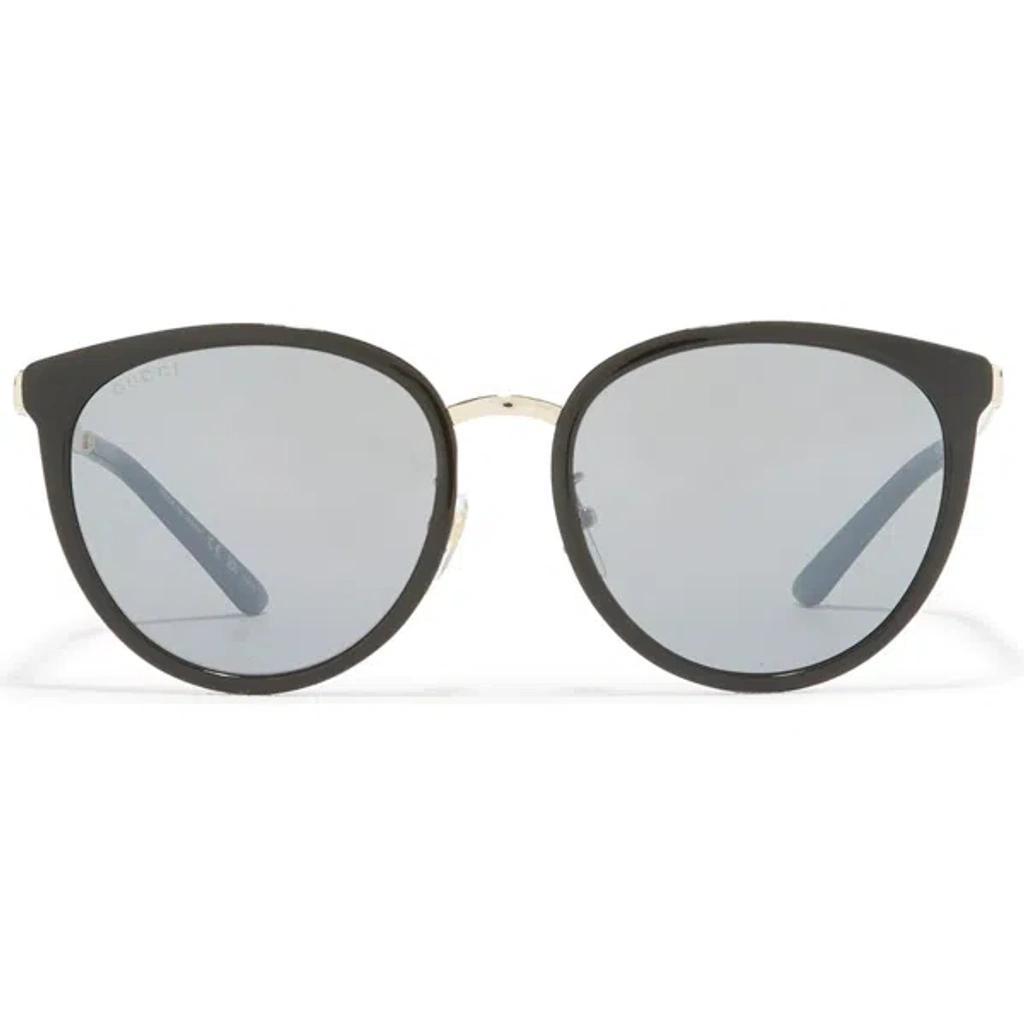 56mm Round Sunglasses In Black Gold Silver Product Image