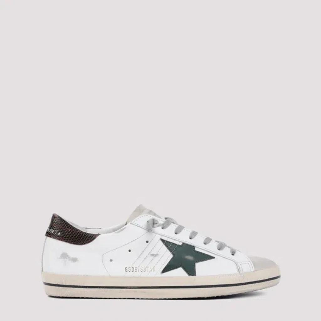 GOLDEN GOOSE White Superstar Cow Leather Sneakers In  White Seedpearl Green Brown Product Image