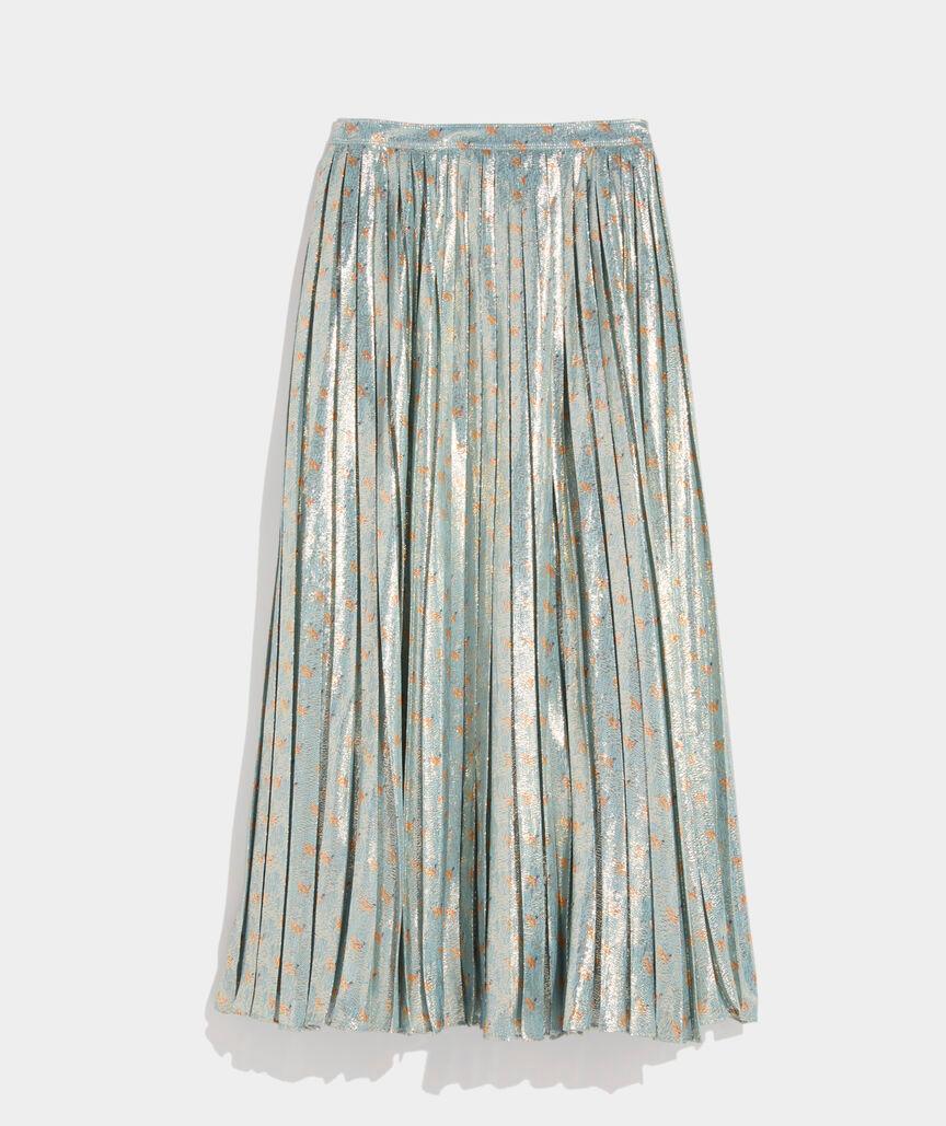 Metallic Pleated Midi Skirt Product Image