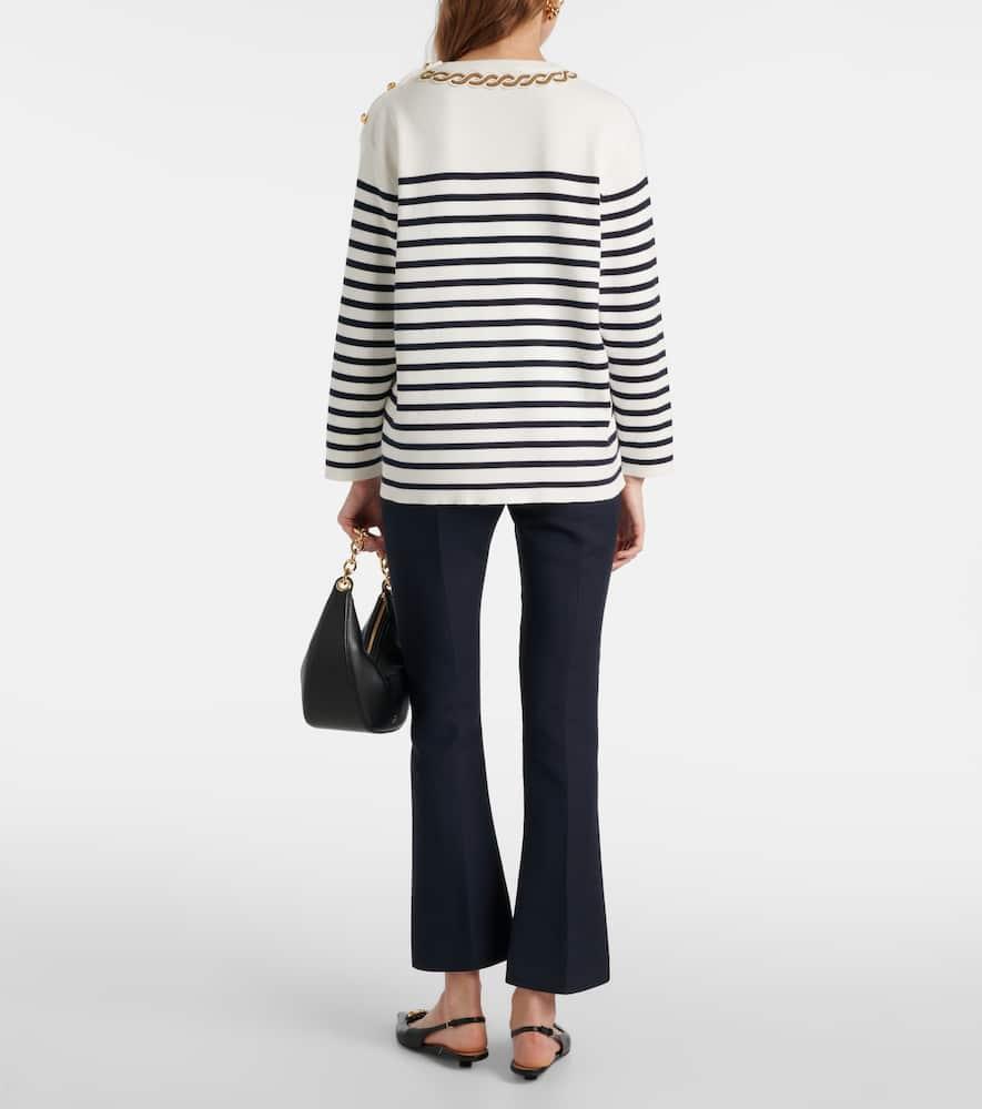 VALENTINO Striped Cotton Jumper In White Product Image