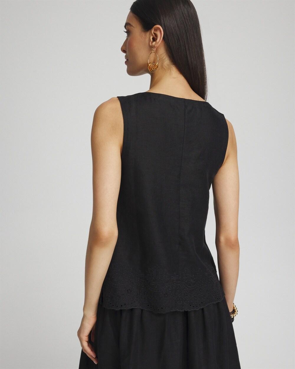 Linen Eyelet Scallop Hem Tank Product Image