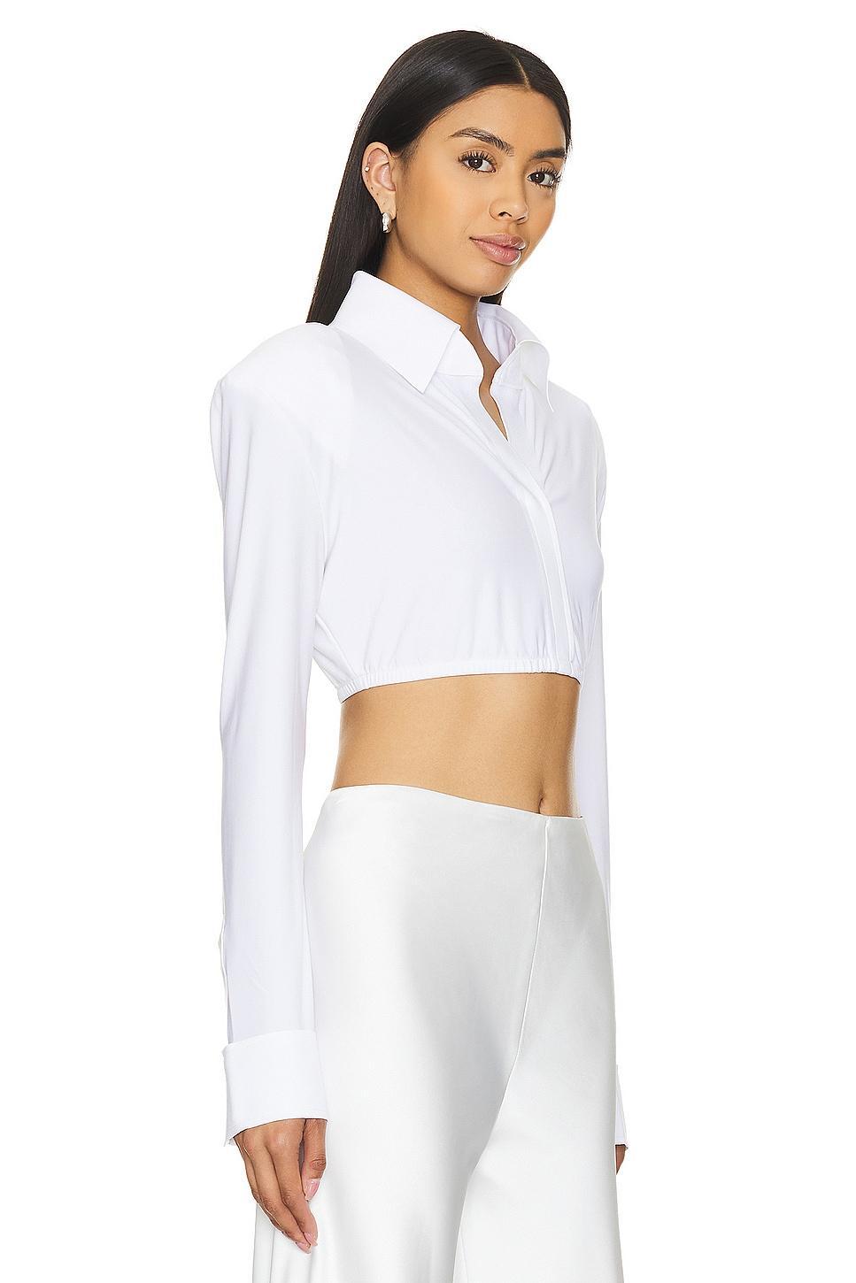 Cropped Shirt With Shoulder Pads Norma Kamali Product Image