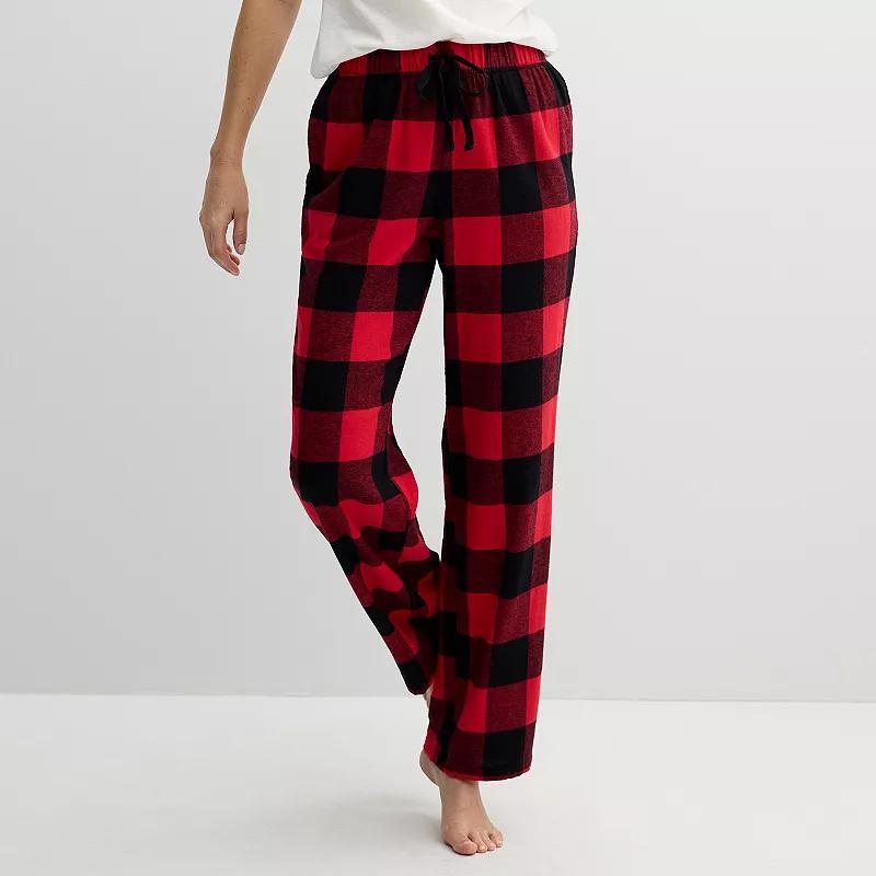 Womens Sonoma Goods For Life Flannel Pajama Pants Ivory Everyday Plaid Product Image