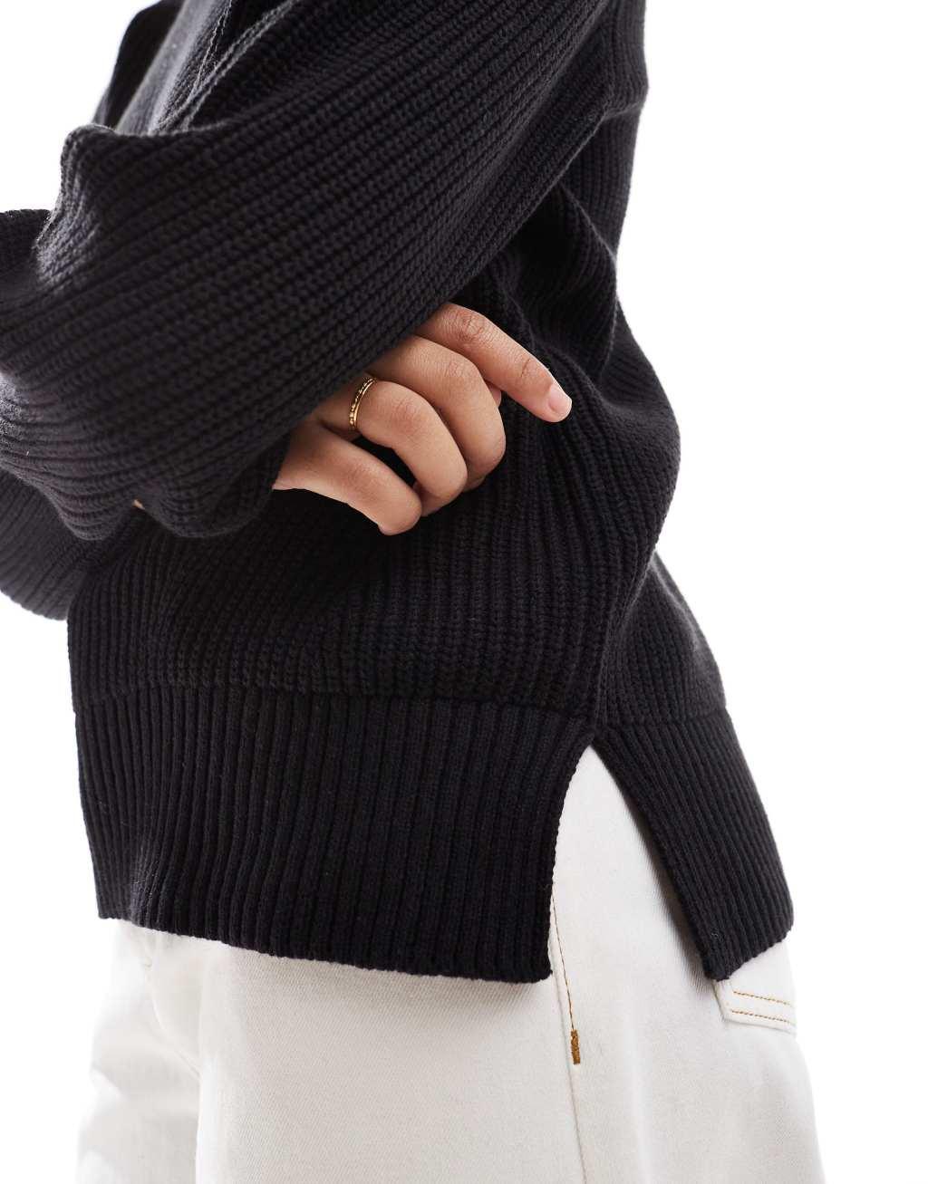 Selected Femme sweater with oversized sleeves in black Product Image