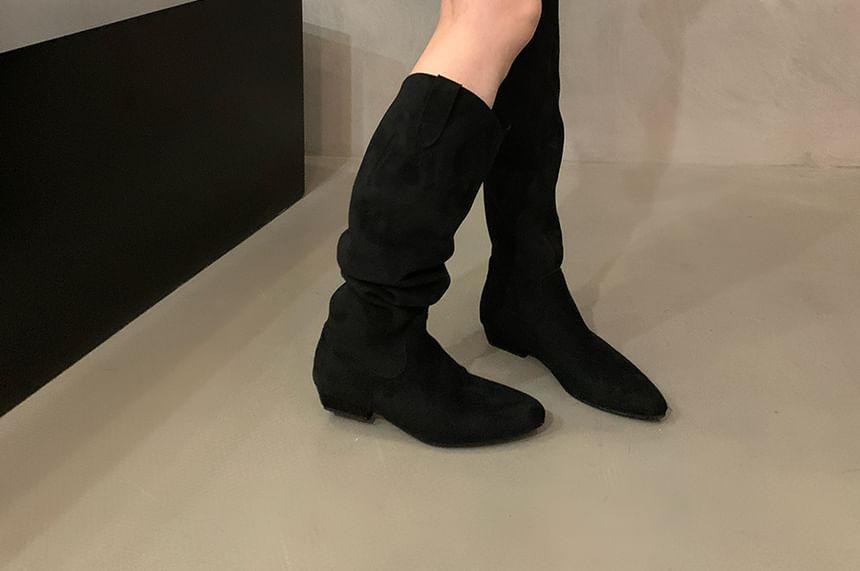 Almond Toe Chunky Heel Tall Boots Product Image