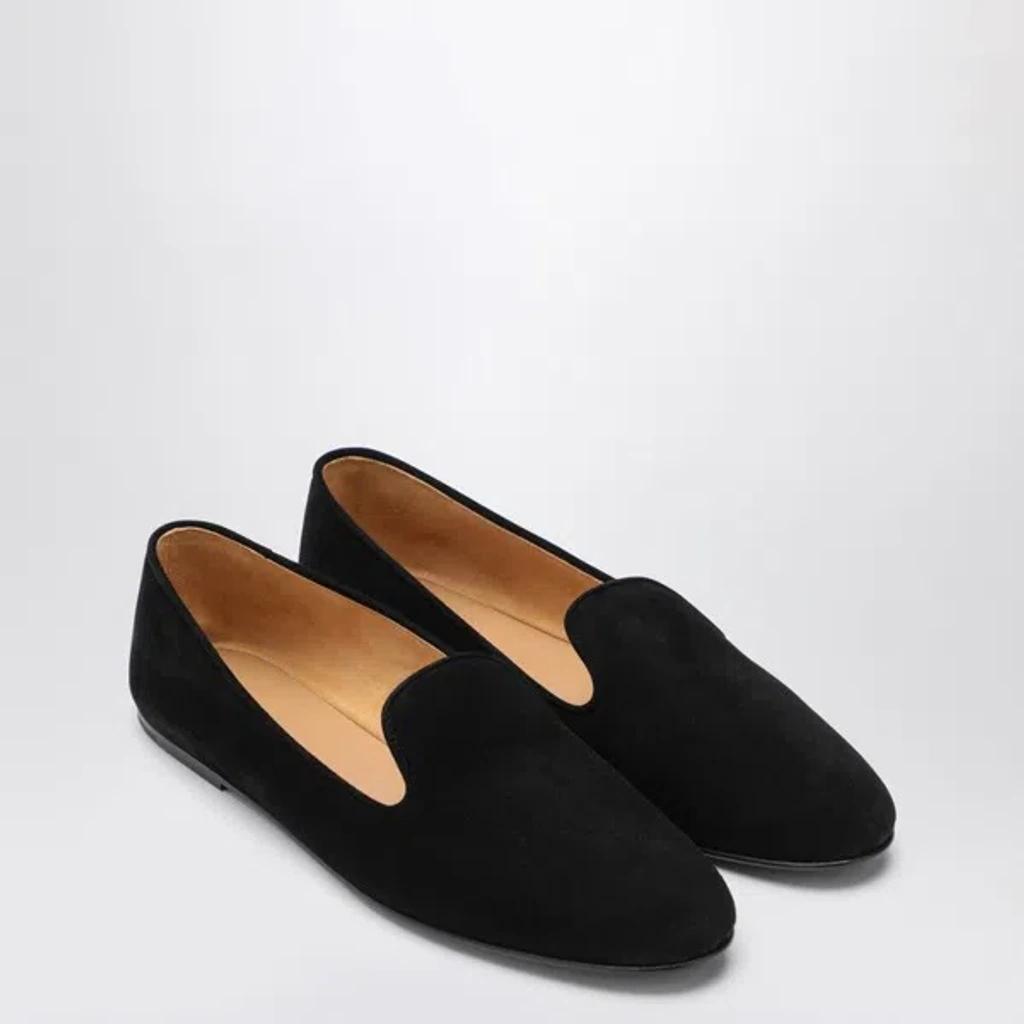 THE ROW Tippi Black Suede Loafers Product Image