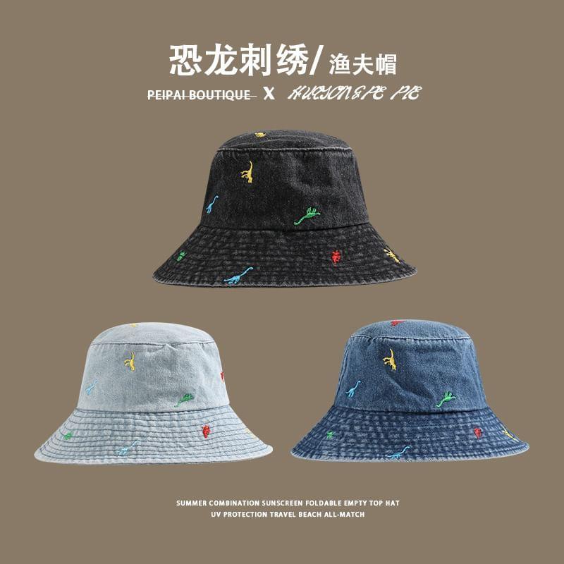 Dinosaur Embroidered Denim Bucket Hat product image