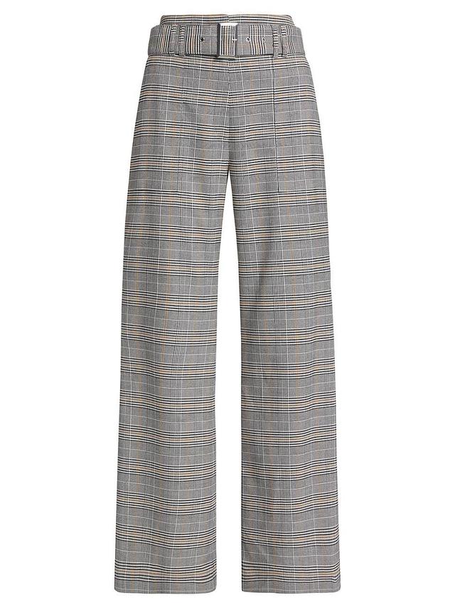 Womens Angie Belted Plaid Wide-Leg Pants Product Image