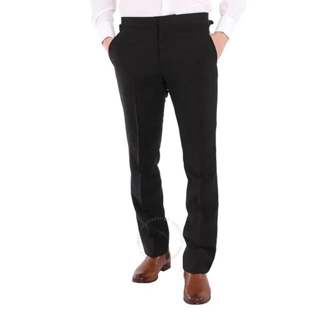 BURBERRY Men's Black Embellished Mohair Wool Classic Fit Tailored Trousers Product Image