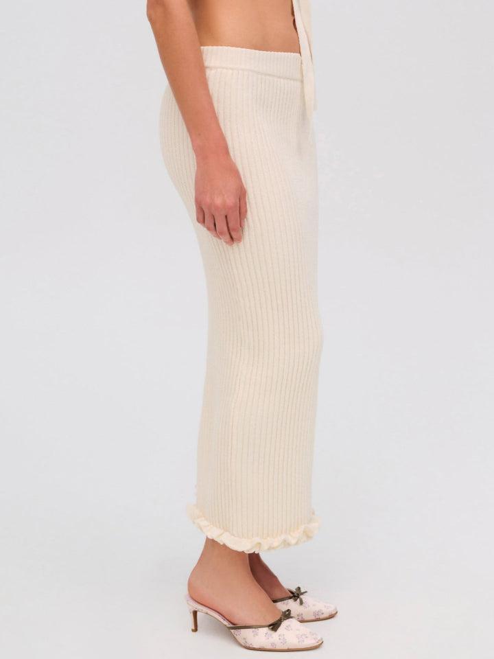 Rey Knit Midi Skirt — Ivory Product Image