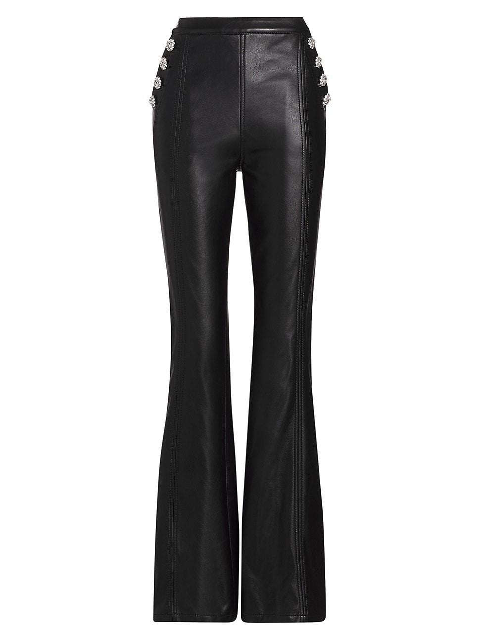 Womens Suzette Rhinestone Faux Leather Pants Product Image