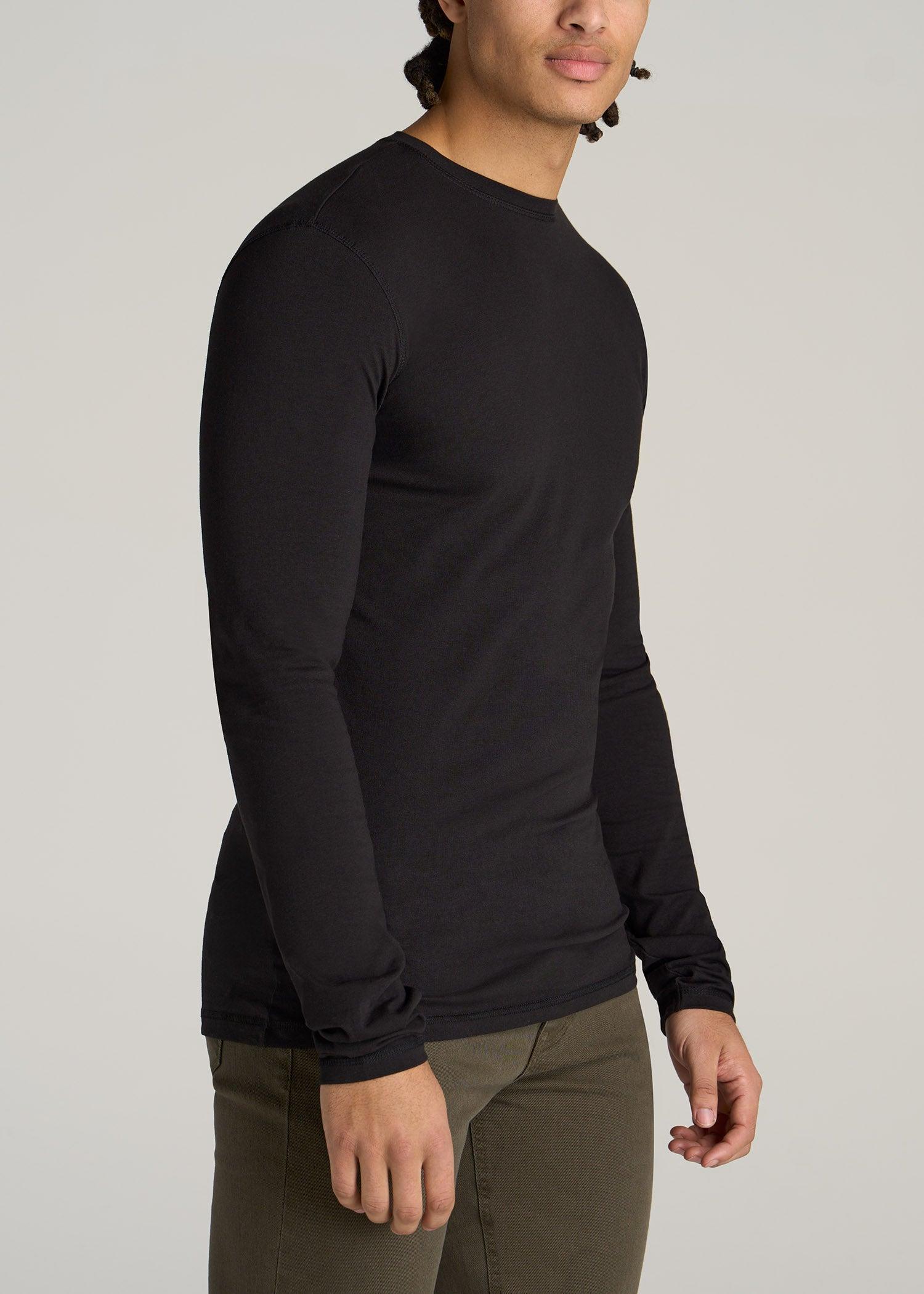 The Essential SLIM-FIT Long Sleeve Tee for Tall Men in Black Male Product Image