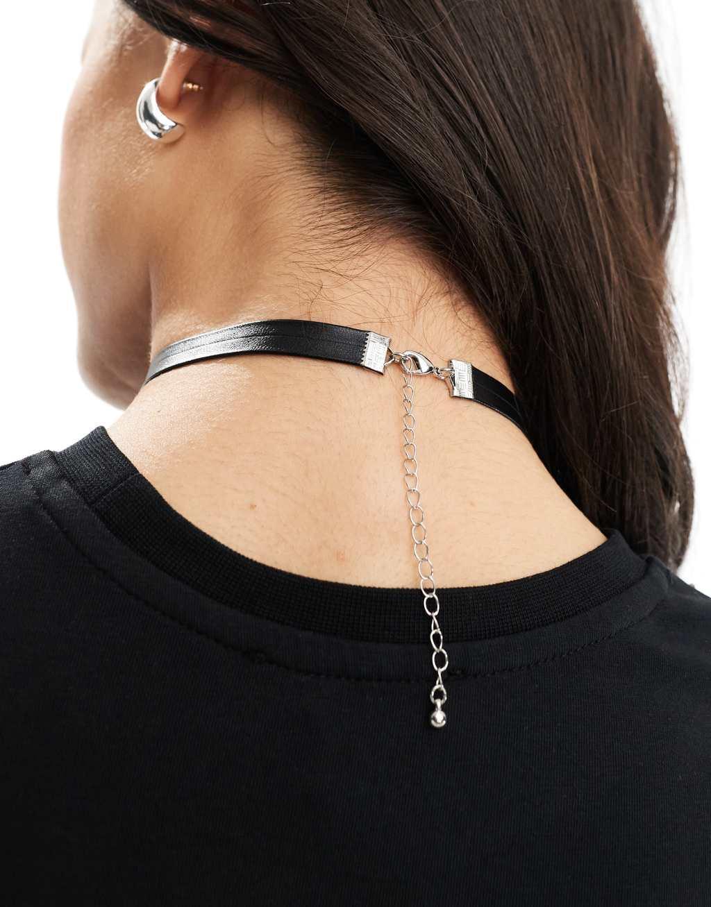 ASOS DESIGN Halloween choker necklace with moodstone pendant in silver tone Product Image