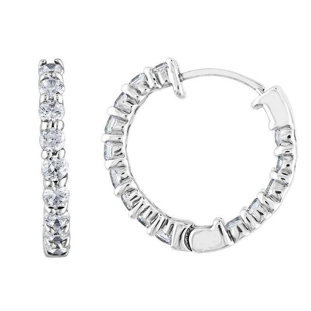 14k White Gold 2 Carat T.W. Diamond Hoop Earrings, Womens Product Image