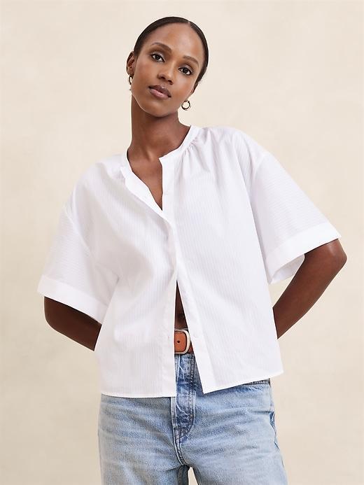 Shadow Stripe Button-Down Top Product Image