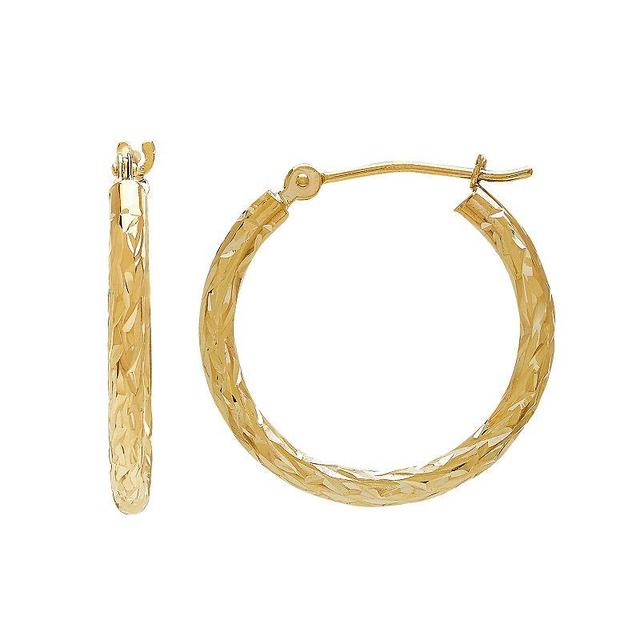 Everlasting Gold 14k Gold Textured Hoop Earrings, Womens Product Image