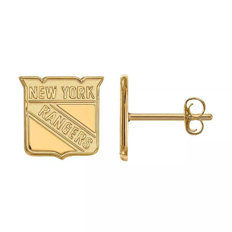 LogoArt New York Rangers 14k Gold Mini Logo Stud Earrings, Womens Product Image