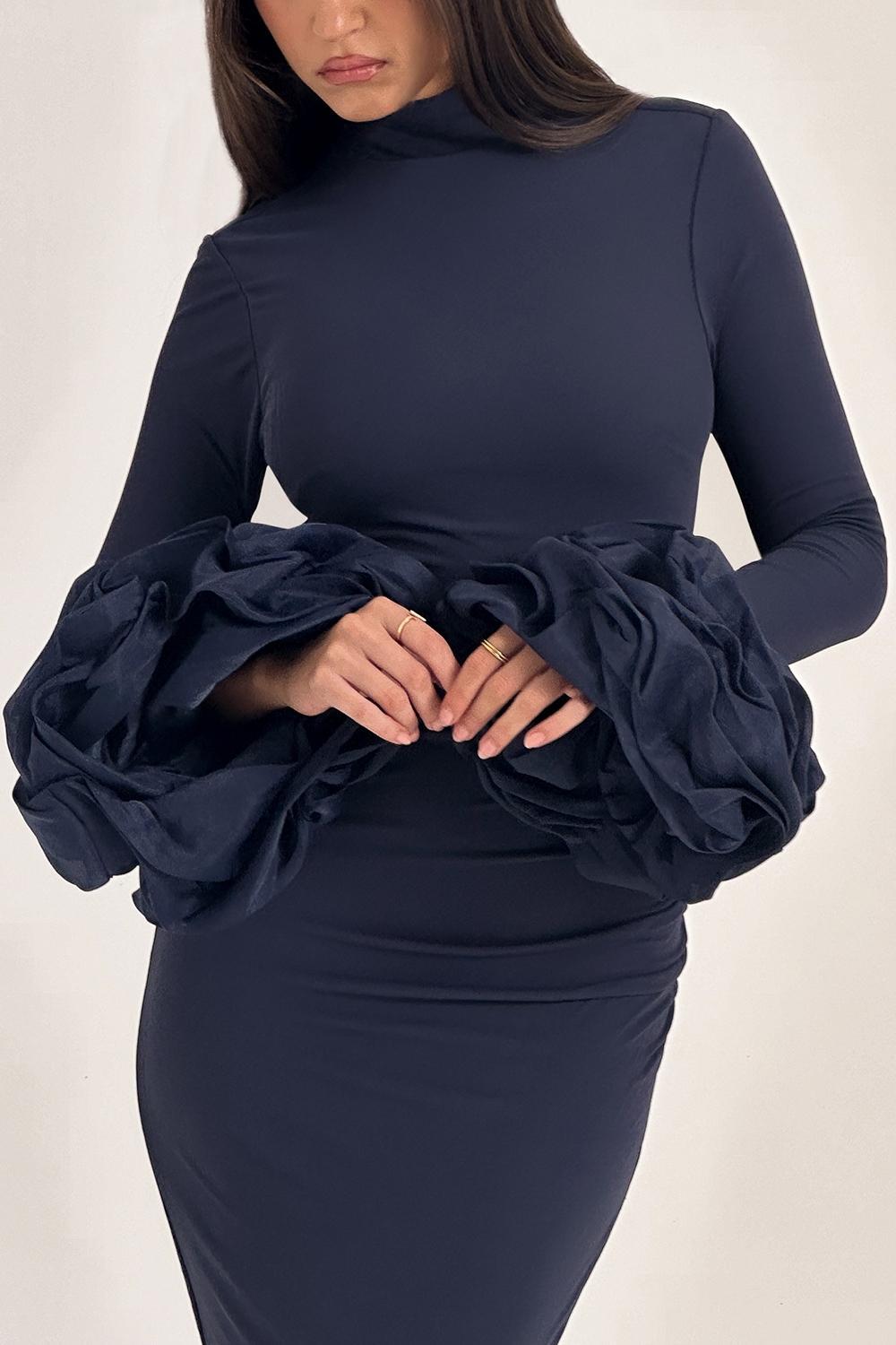 Fabienne Midnight Ruffle Sleeve Maxi Dress Product Image