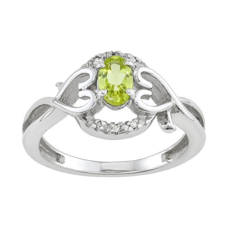 Jewelexcess Sterling Silver 0.45 T.W. Gemstone & White Diamond Accent Sterling Silver Ring, Womens Green Product Image