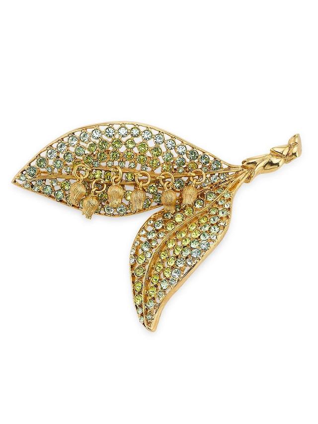 Womens Lily Of The Valley Goldtone & Glass Crystal Brooch Product Image