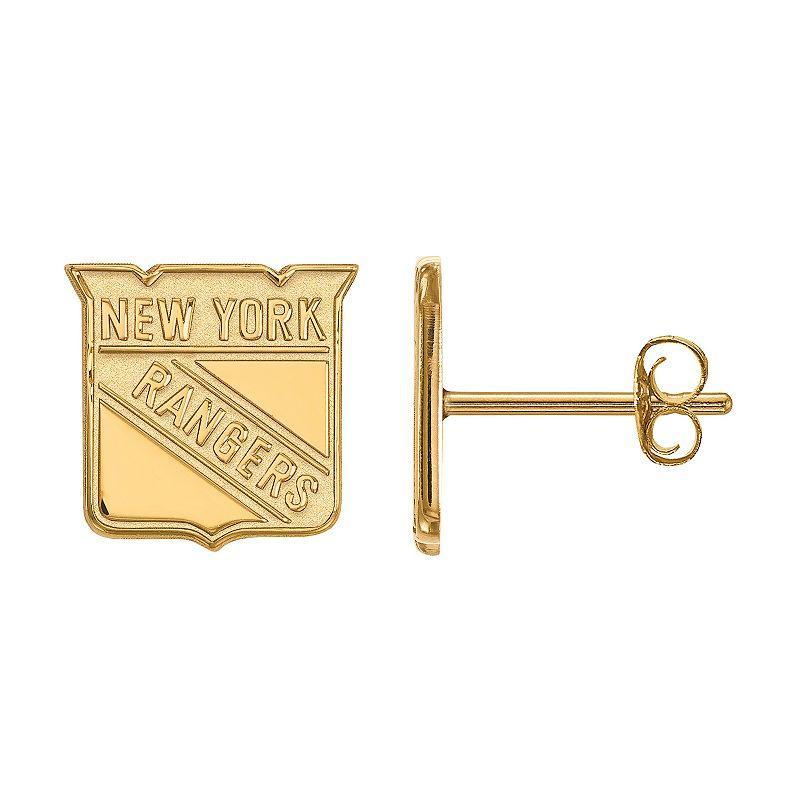 LogoArt New York Rangers 14k Gold Mini Logo Stud Earrings, Womens Product Image