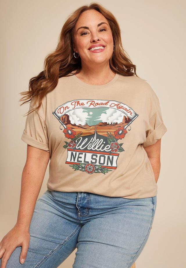 Maurices 3X Plus Size Womens Willie Nelson Oversized Fit Graphic Tee Beige Product Image