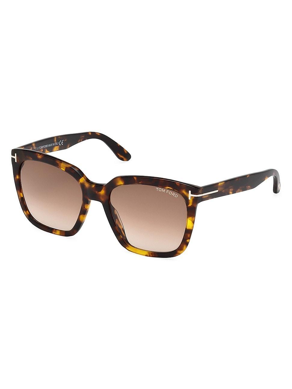 TOM FORD Womens Amarra 55mm Tortoise Frame Square Sunglasses Product Image