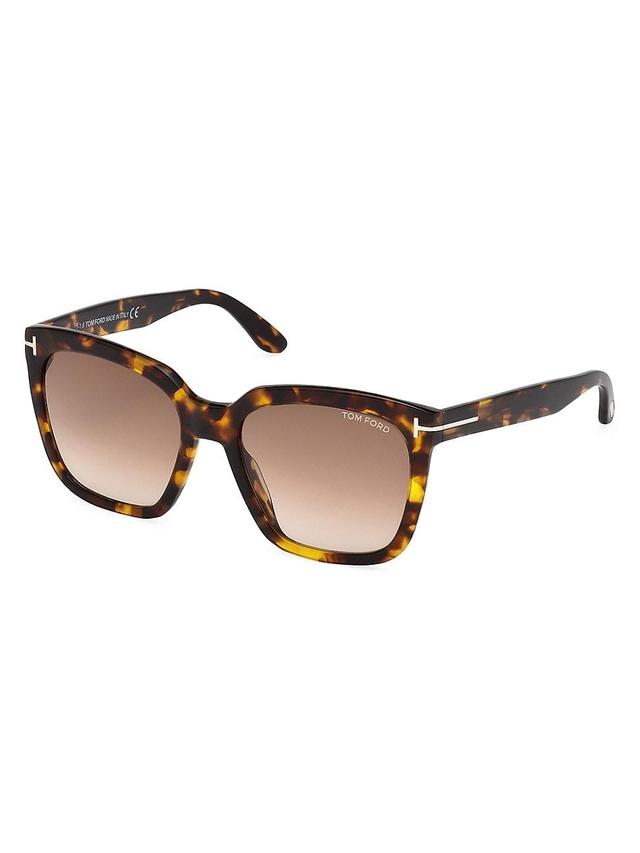 TOM FORD Womens Amarra 55mm Tortoise Frame Square Sunglasses Product Image