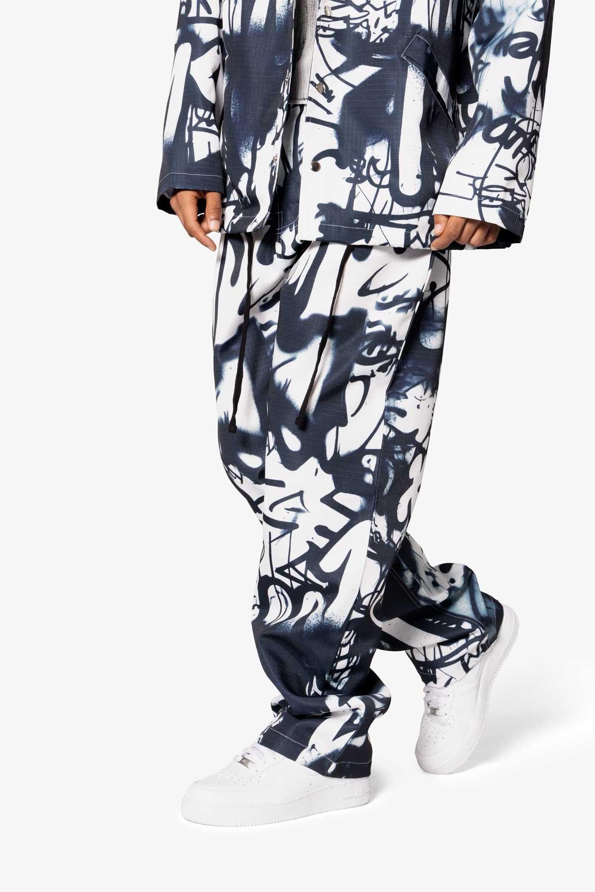 Graffiti Coach Pants - Black/White Product Image