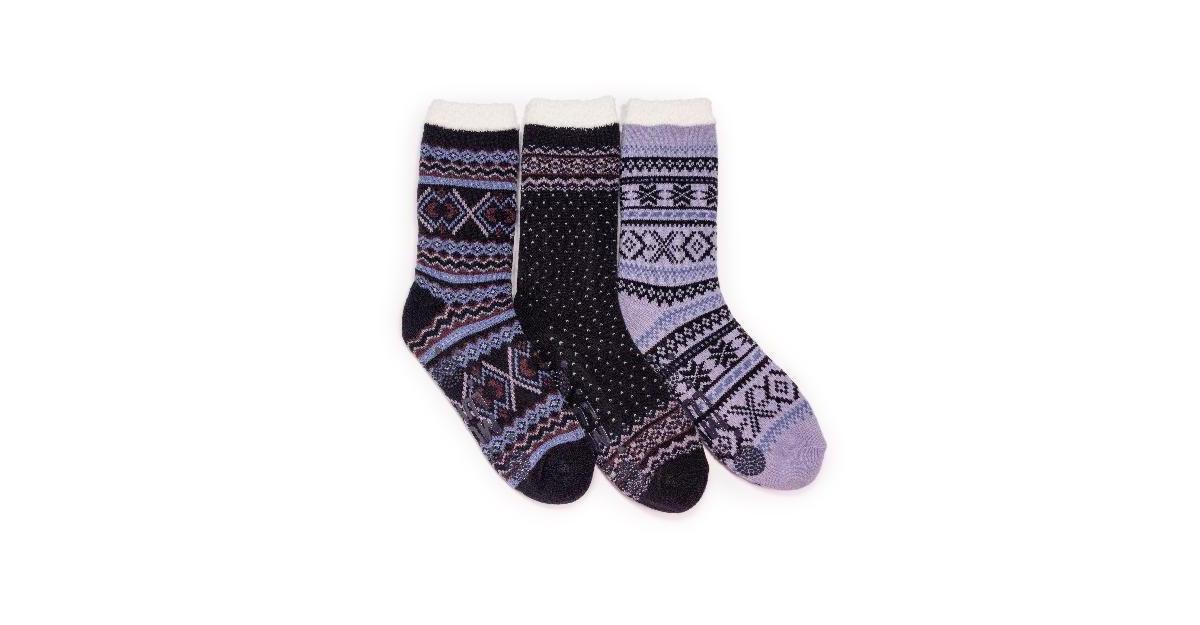 Muk Luks Womens 3 Pk. Tall Cozy Lined Lounge Socks Product Image