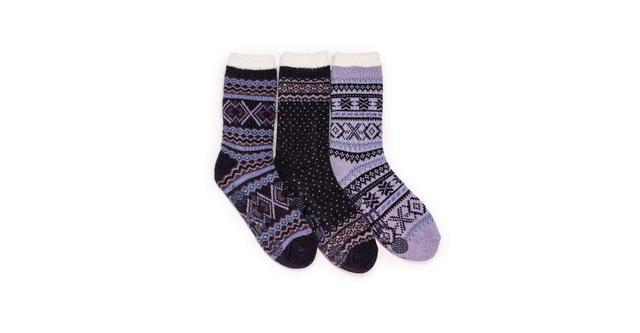 Muk Luks Womens 3 Pk. Tall Cozy Lined Lounge Socks Product Image