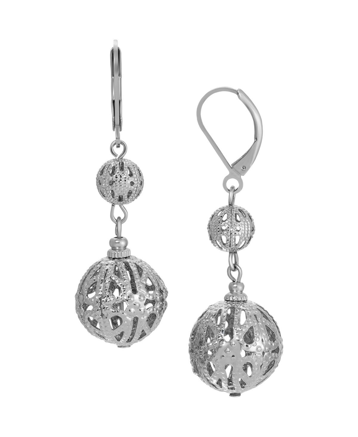 1928 Silver Tone Filigree Leverback Drop Earrings, Womens Product Image