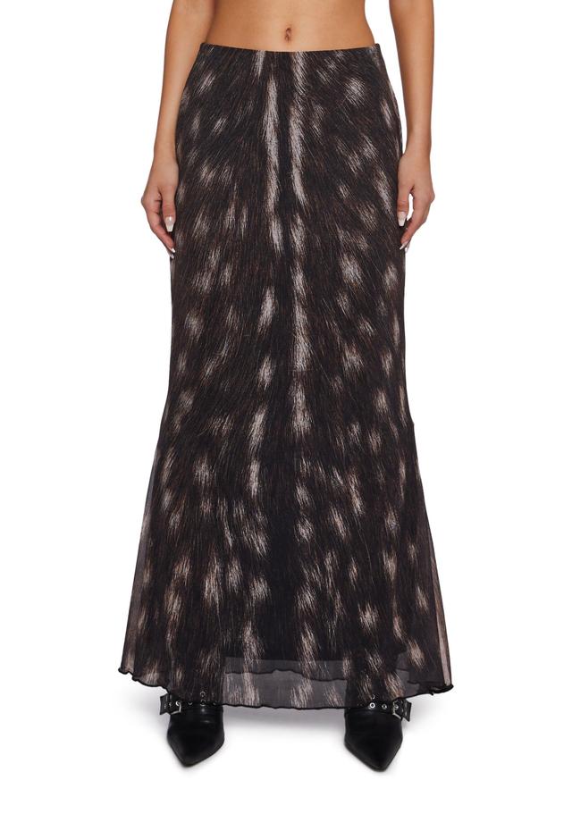 Basic Pleasure Mode Womens Deer Bambi Print Maxi Skirt - Brown Product Image