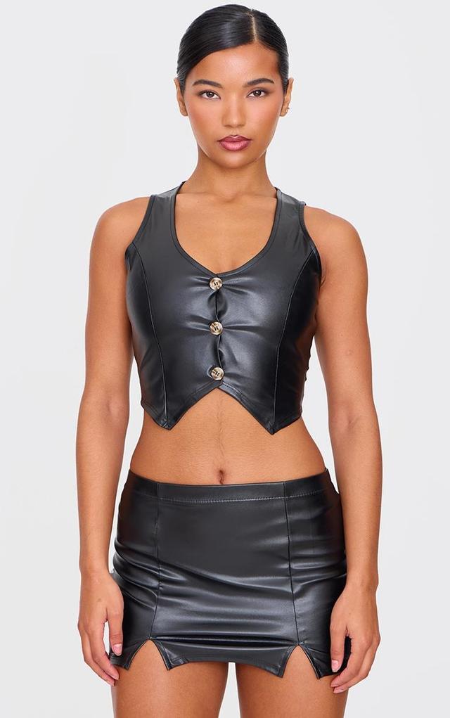 Black Faux Leather Mirco Mini Skirt Product Image