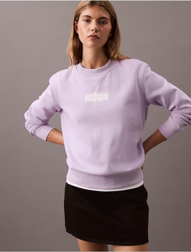 Calvin Klein Womens Faded Monogram Logo Crewneck Sweatshirt - Black - XS Product Image