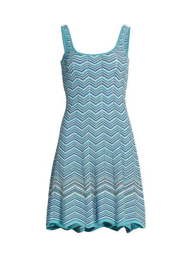 Womens Zig-Zag Scoopneck Knit Minidress Product Image