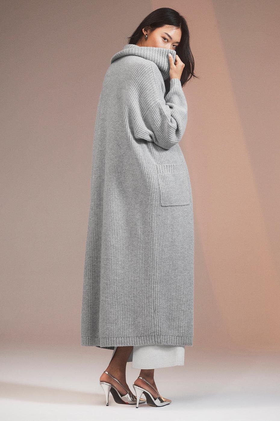 Cashmere Ma Cherie Long Cardigan - Light Heather Grey Female Product Image