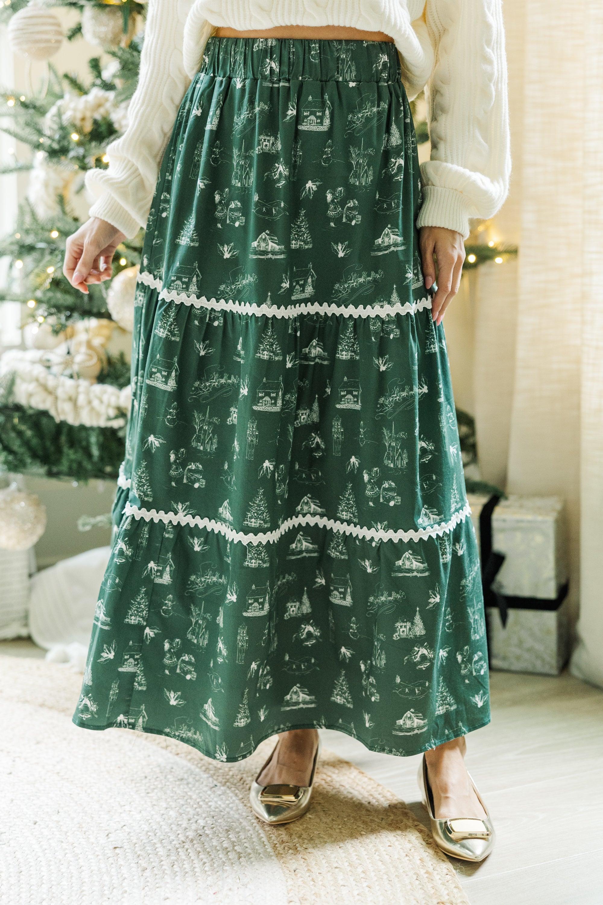 Show Me The Way Emerald Toile Midi Skirt Female Product Image