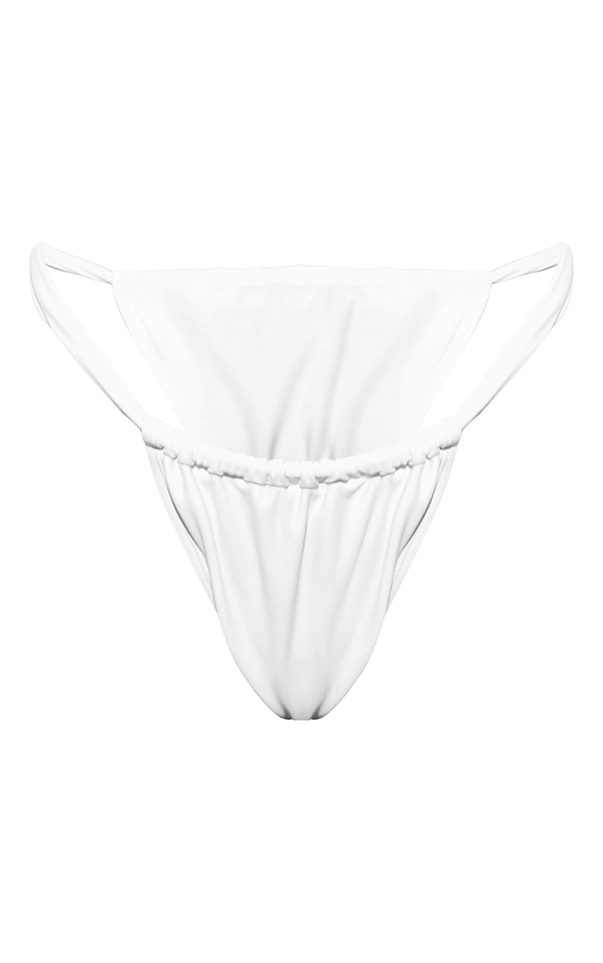 Cream Ruched Tanga Bikini Bottoms Product Image