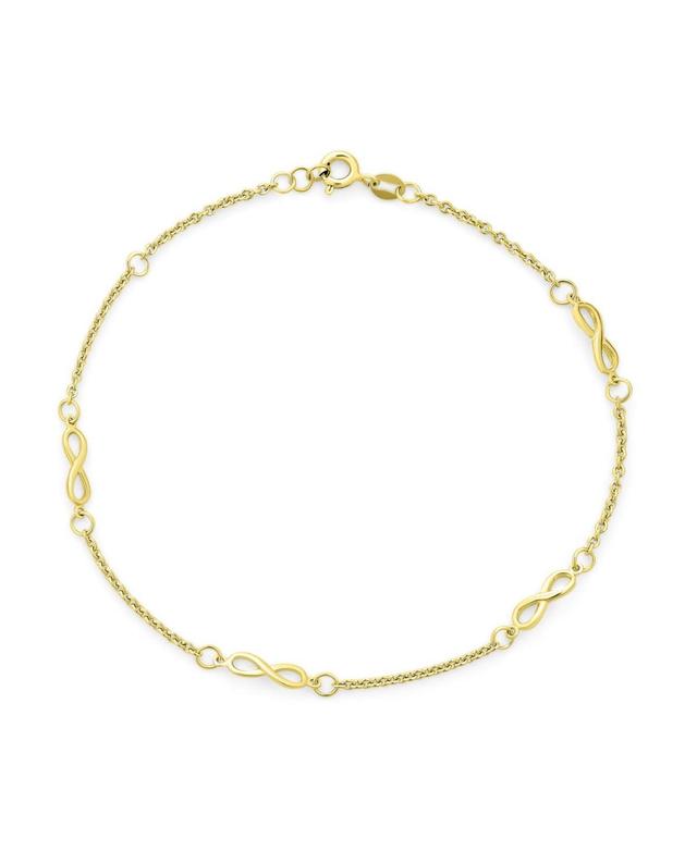 Bling Jewelry Delicate Multi Charm Love Knot Infinity Anklet Ankle Bracelet For Women Link Chain 14K Gold Plated .925 Sterling Silver 9-10 Inch Adjust Product Image