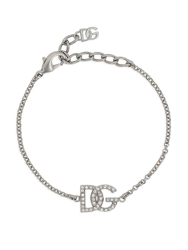 Mens Crystal DG Logo Rolo Chain Bracelet Product Image