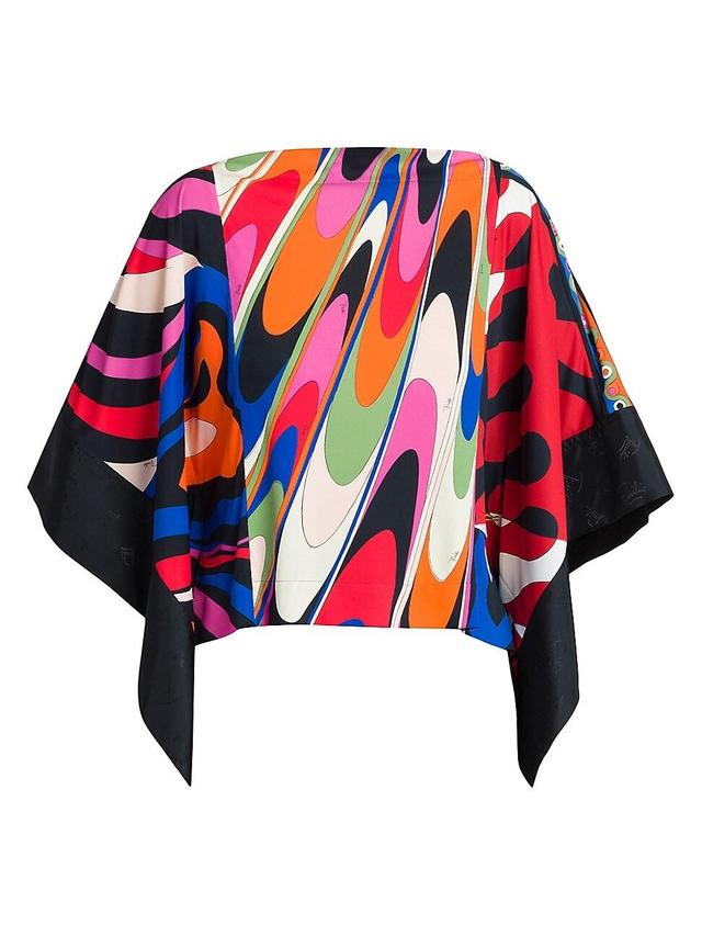 Womens Printed Cape-Sleeve Top Product Image